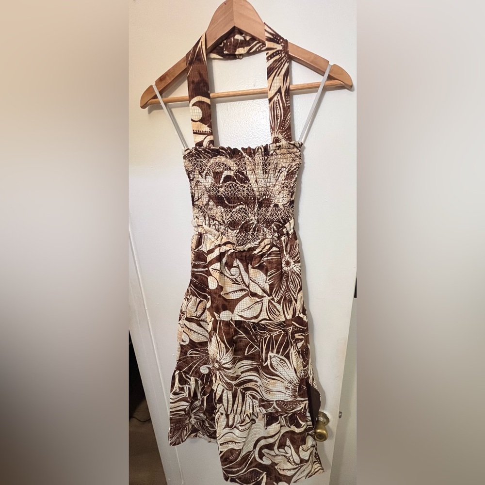 Sam Edelman Strapless Brown Floral Dress